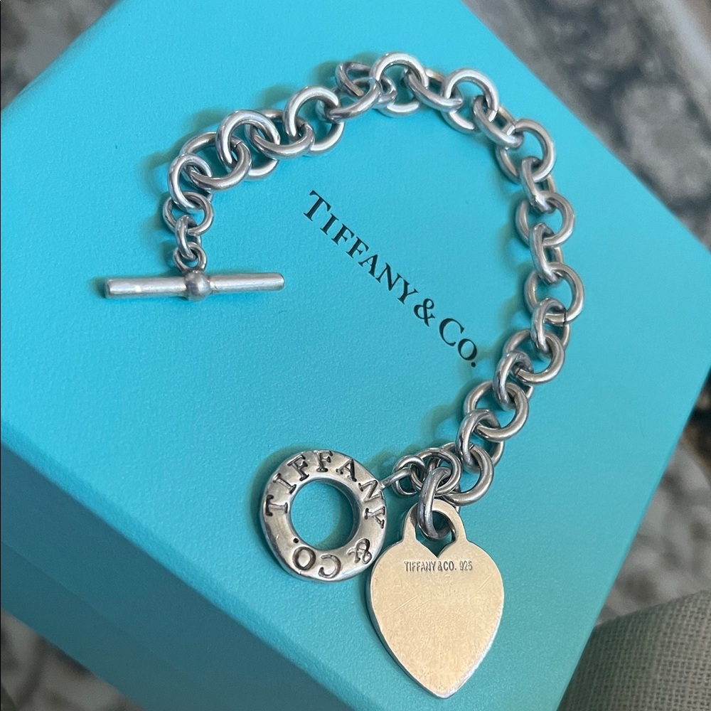 Tiffany & Co. Silver Bracelet with Heart and Circle Charms